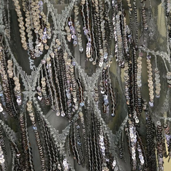 Lulus NWT On The Dance Floor Gray Sequin Front Shirt Sleeve Soft Dress Size L - Picture 8 of 12